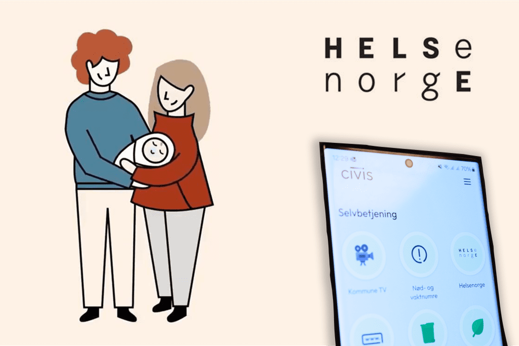 Helsenorge med bilde av en smart telefon som viser Civis